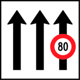 Höchstgeschwindigkeit eines Fahrstreifens.