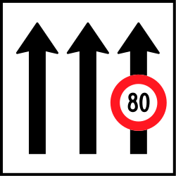 Höchstgeschwindigkeit eines Fahrstreifens.