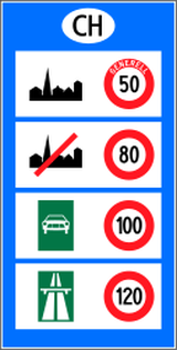 Nationale Geschwindigkeitsbegrenzungen.