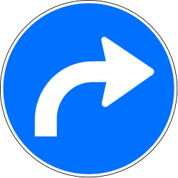 Turning right mandatory.