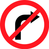 Rechtsabbiegen verboten.