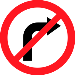 Rechtsabbiegen verboten.
