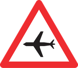 Warnung vor tief fliegenden Flugzeugen.