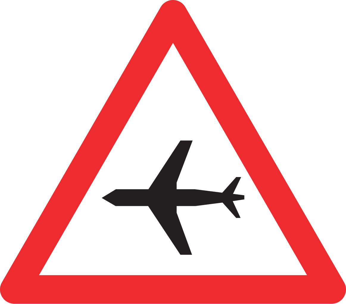 Warnung vor tief fliegenden Flugzeugen.