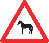 Warnung vor Wildpferden auf der Fahrbahn.