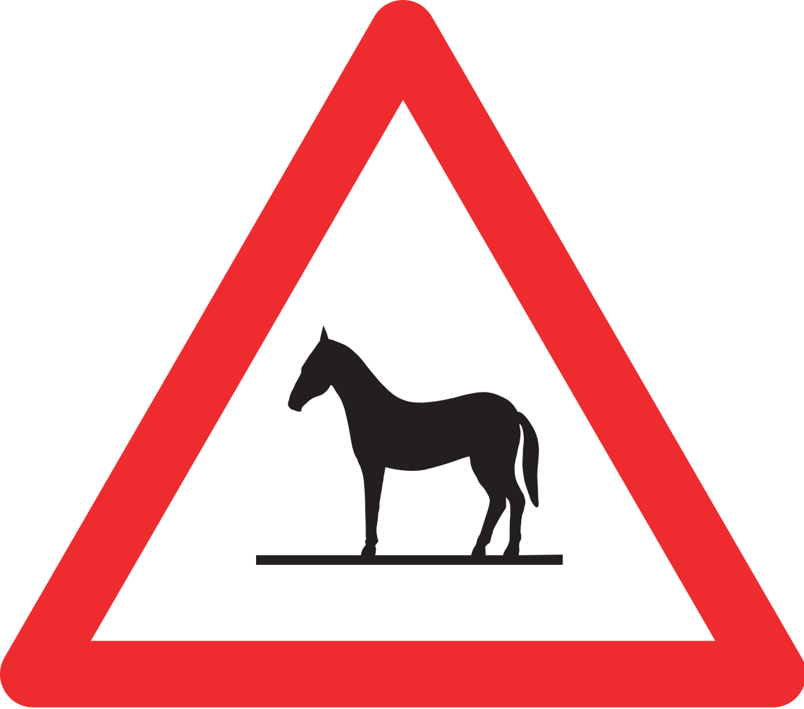 Warnung vor Wildpferden auf der Fahrbahn.