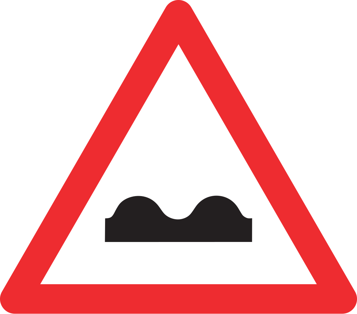 Warnung vor schlechter Fahrbahn.
