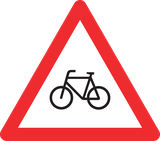 Warnung vor Radfahrern.