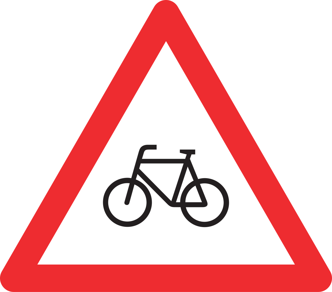 Warnung vor Radfahrern.