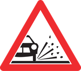 Warnung vor Rollsplitt.