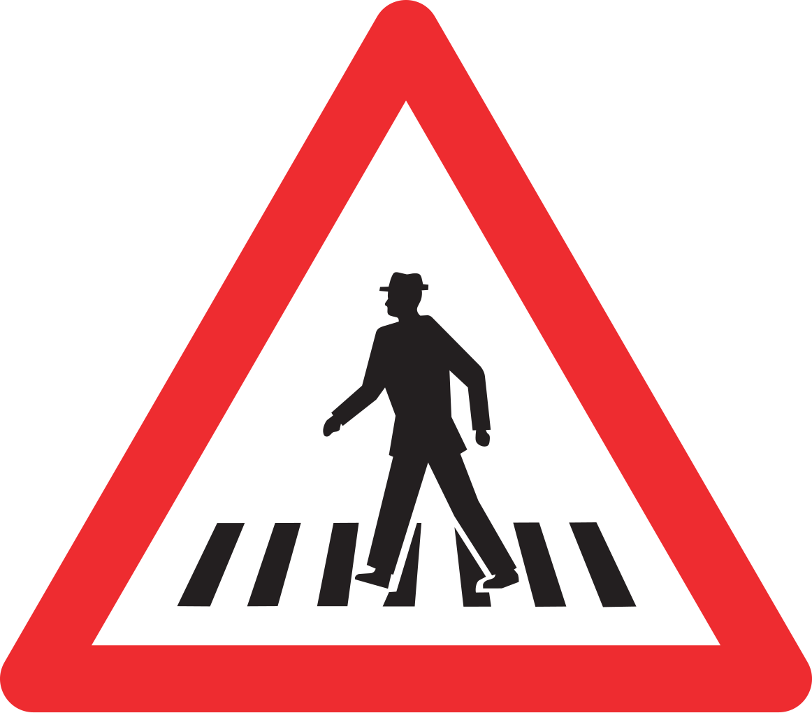 Warnung vor einem Fußgängerüberweg.