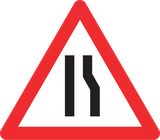 Warnung vor Fahrbahnverengung rechts.