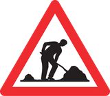 Warnung vor Straßenarbeiten.