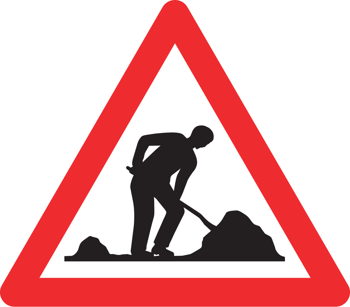 Warnung vor Straßenarbeiten.