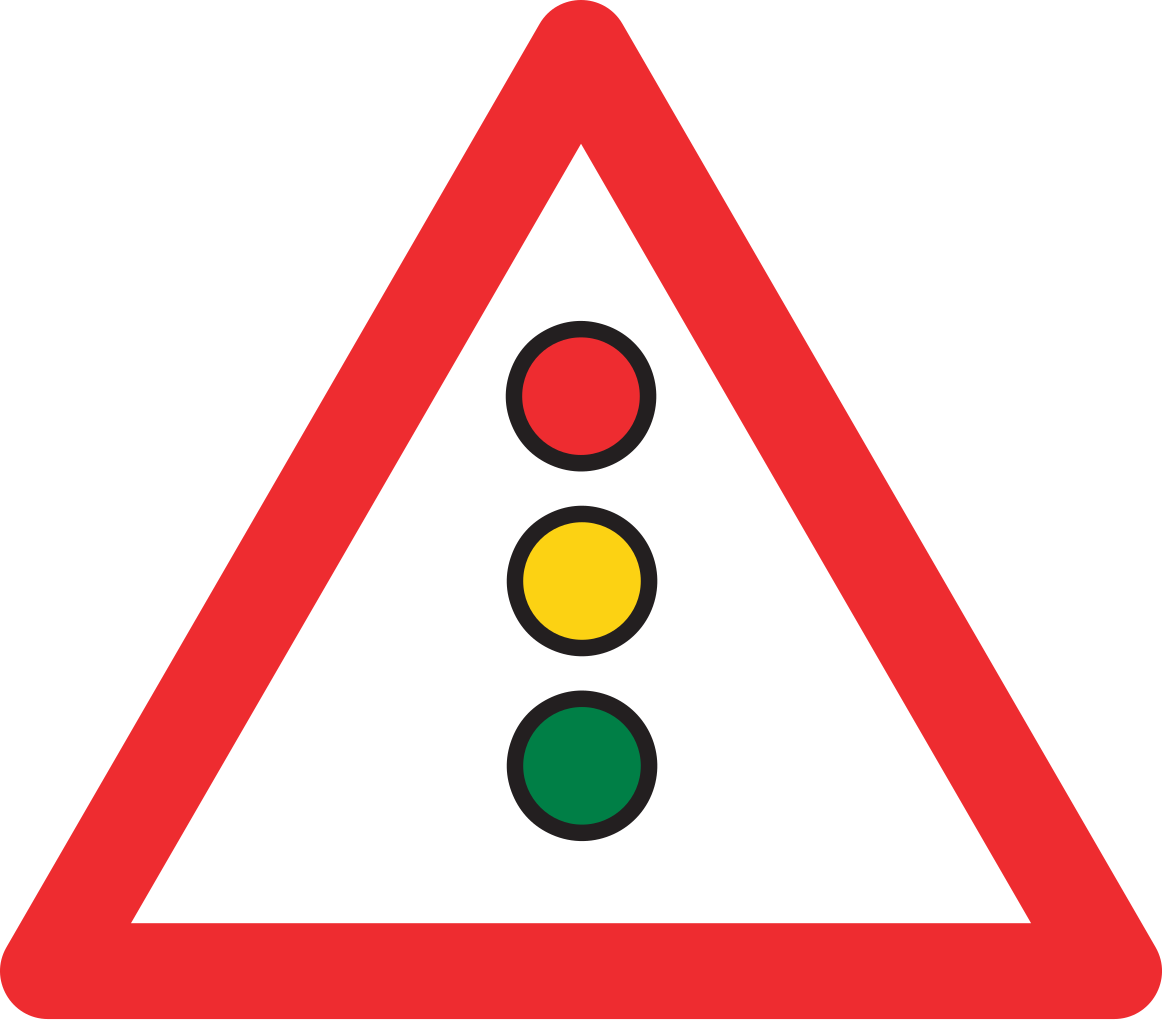 Warnung vor Ampeln voraus.