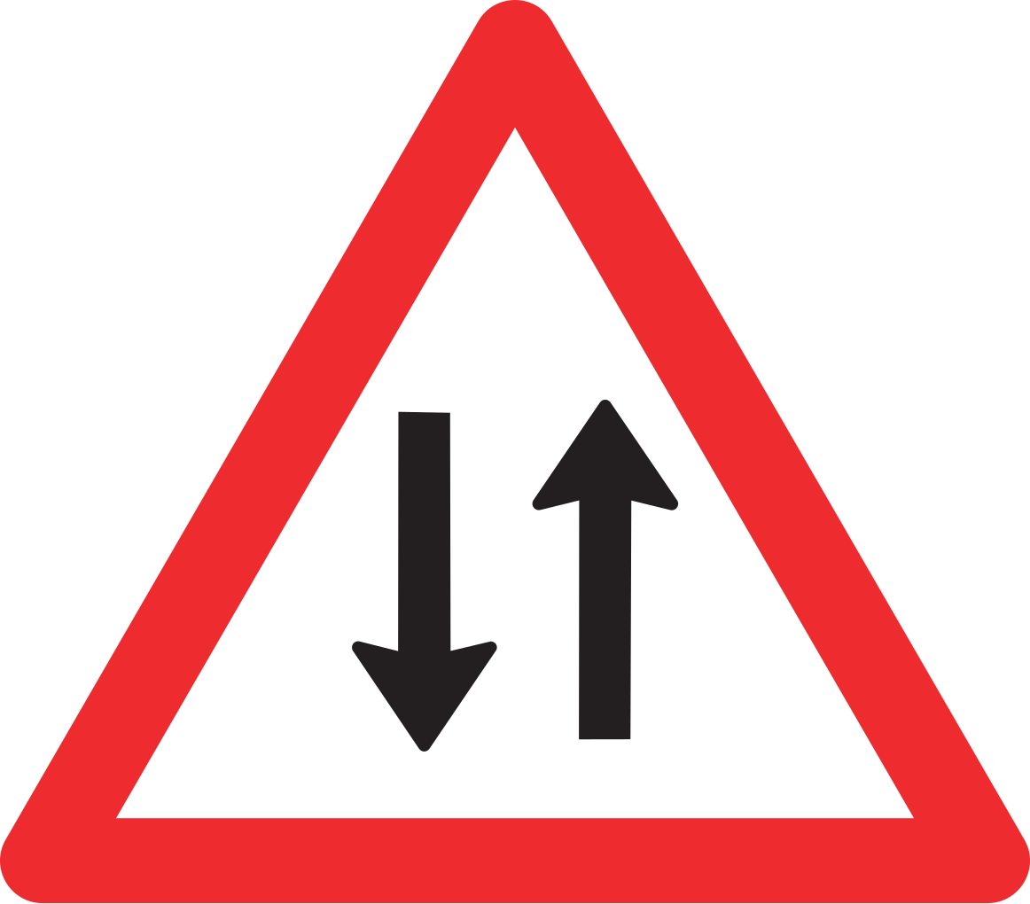 Warnung vor Gegenverkehr.