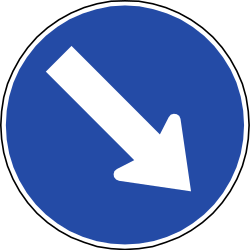 Obstakel rechts voorbijrijden.