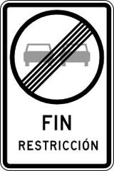 End of the overtaking prohibition.
