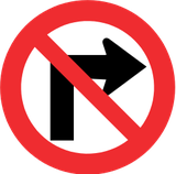 Turning right prohibited.