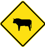 Warning for cattle on the road.