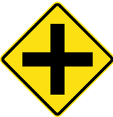Warning for an uncontrolled crossroad.