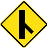 Warning for merging traffic from the right.