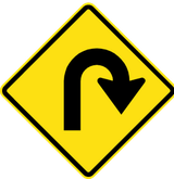 Warning for a hairpin bend to the right.