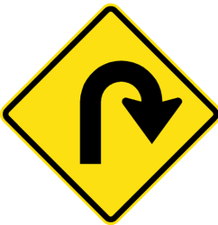 Warning for a hairpin bend to the right.