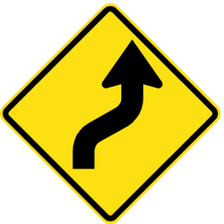 Warning for a double curve, first right then left.