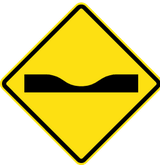 Warning for a dip in the road.