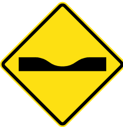 Warning for a dip in the road.