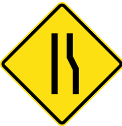 Warning for a road narrowing on the right.
