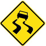 Warning for a slippery road surface.