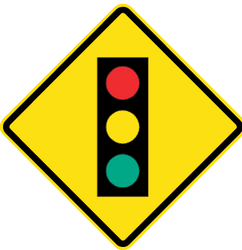 Warning for traffic lights ahead.