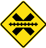 Warning for a railway crossing without barriers.