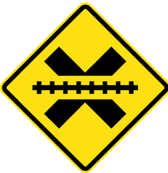 Warning for a railway crossing without barriers.