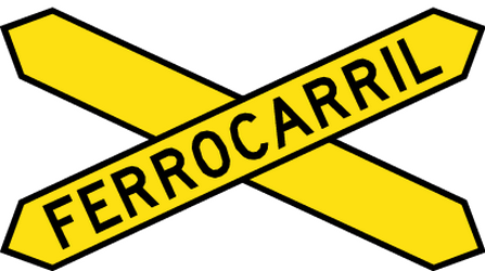 Warning for a railway crossing with one track.