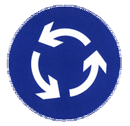 Mandatory roundabout direction.