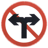 Turning left or right prohibited.
