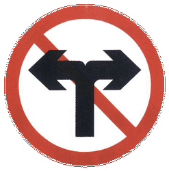 Giro a izquierda o derecha prohibido.