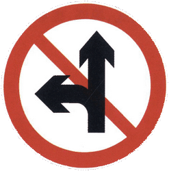 Prohibido seguir de frente o girar a la izquierda.
