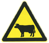 Warning for cattle on the road.
