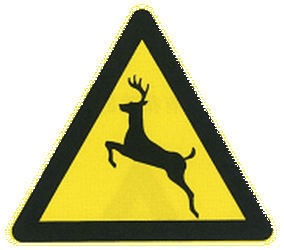 Warning for crossing deer.