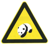 Warning for pandas on the road.