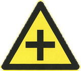 Warning for an uncontrolled crossroad.