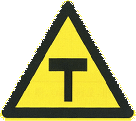 Warning for an uncontrolled T-junction.