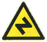 Warning for a double curve, first right then left.