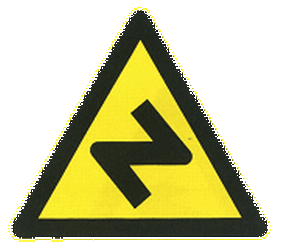 Warning for a double curve, first right then left.