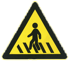 Warning for a pedestrian crossing.