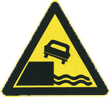Warning for a quayside or riverbank.